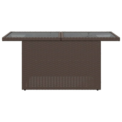 Garden Table Glass Top Brown 100x55x73 cm Polyrattan