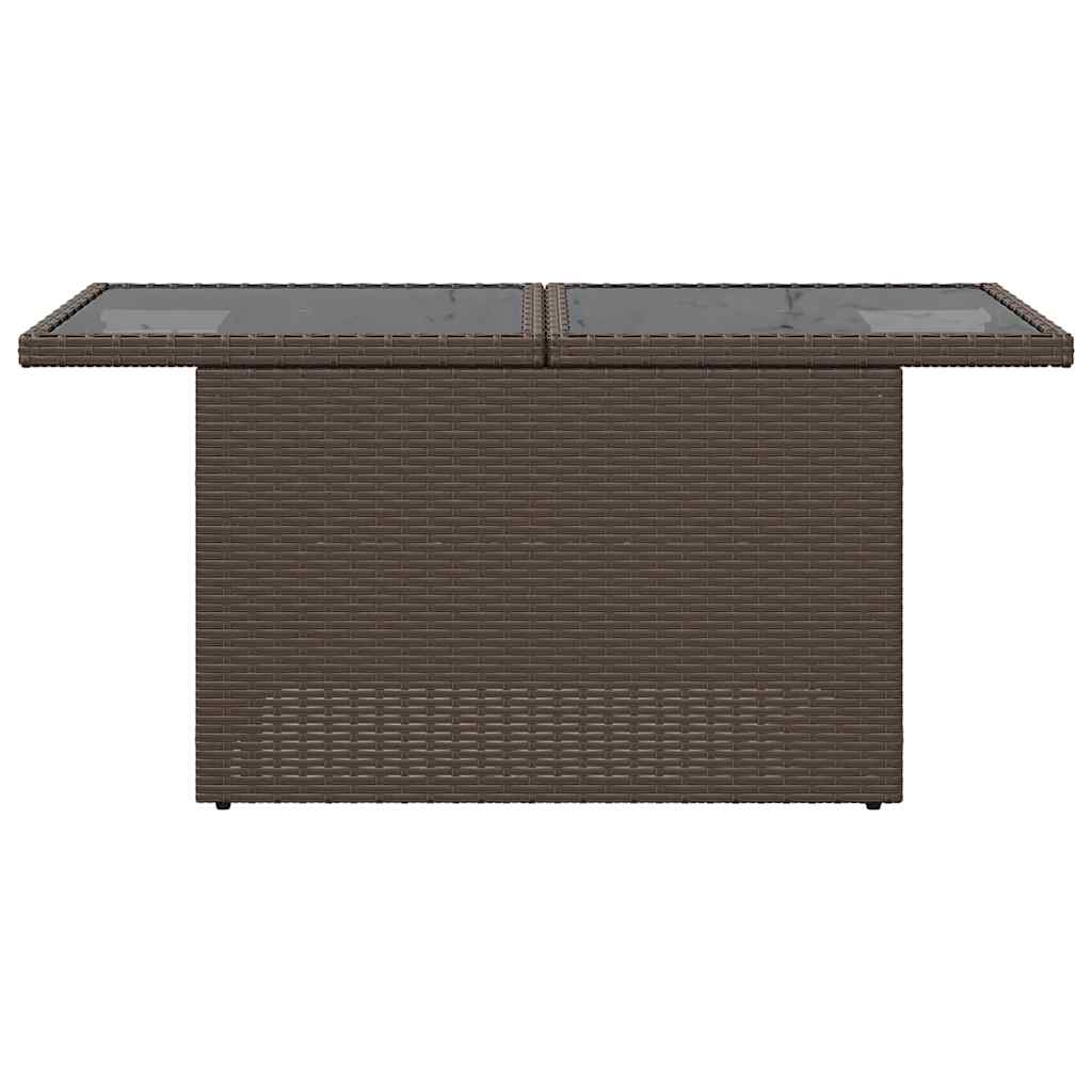 Tavolo da Giardino Piano Vetro Marrone 100x55x73 cm Polyrattan