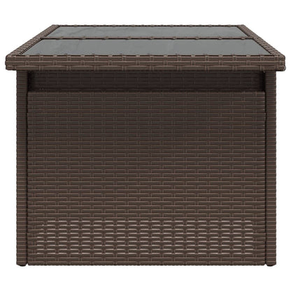 Tavolo da Giardino Piano Vetro Marrone 100x55x73 cm Polyrattan