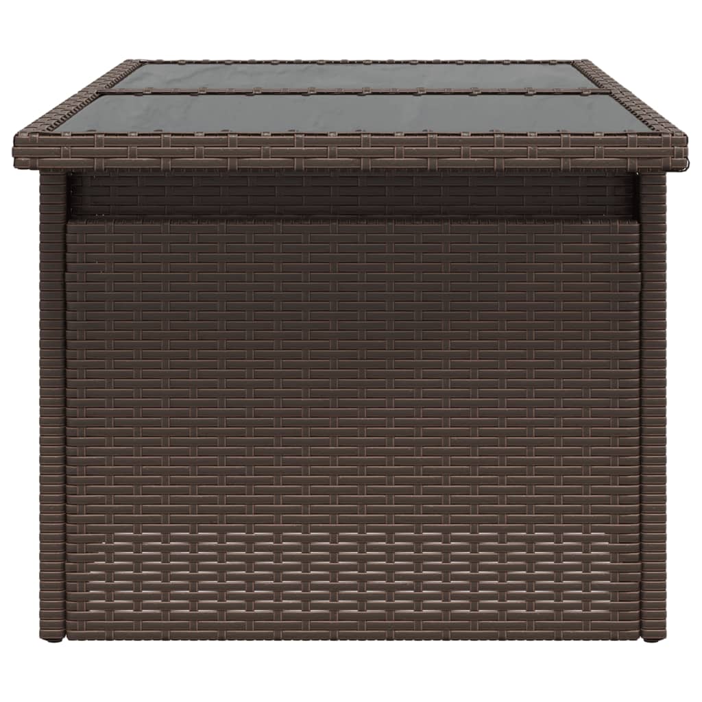 Tavolo da Giardino Piano Vetro Marrone 100x55x73 cm Polyrattan - homemem39