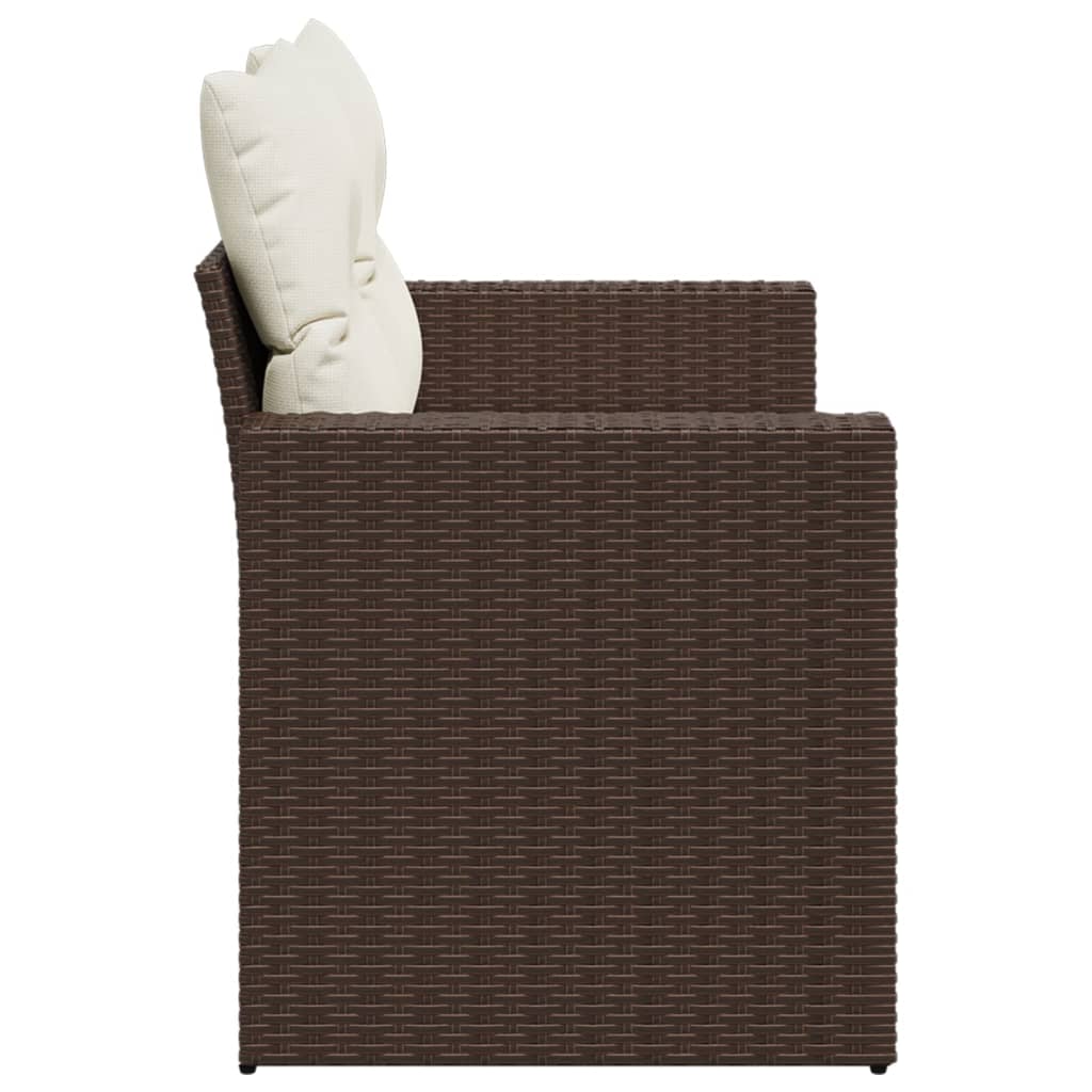 Divano da Giardino a 2 Posti con Cuscini in Polyrattan Marrone | homemem39