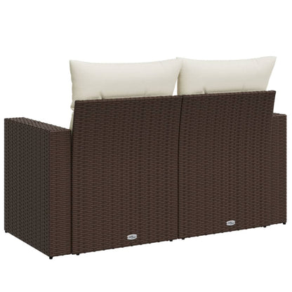 Divano da Giardino a 2 Posti con Cuscini in Polyrattan Marrone | homemem39