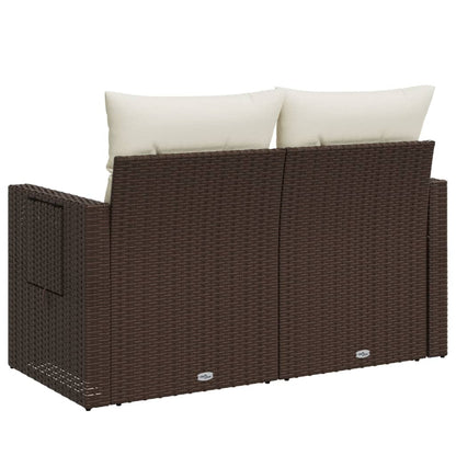 Divano da Giardino a 2 Posti con Cuscini in Polyrattan Marrone | homemem39