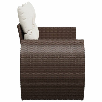 Divano da Giardino a 2 Posti con Cuscini in Polyrattan Marrone | homemem39