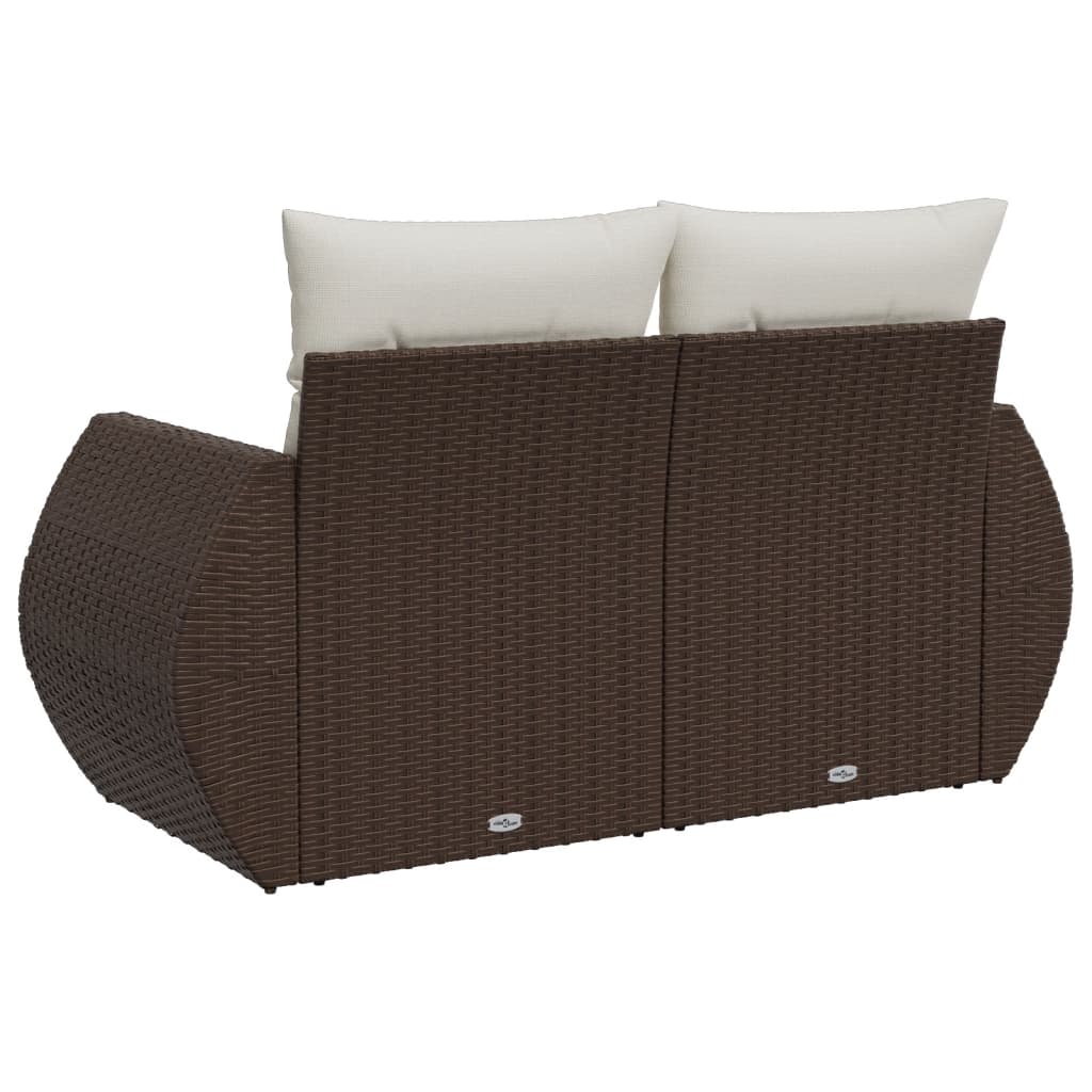 Divano da Giardino a 2 Posti con Cuscini in Polyrattan Marrone - homemem39