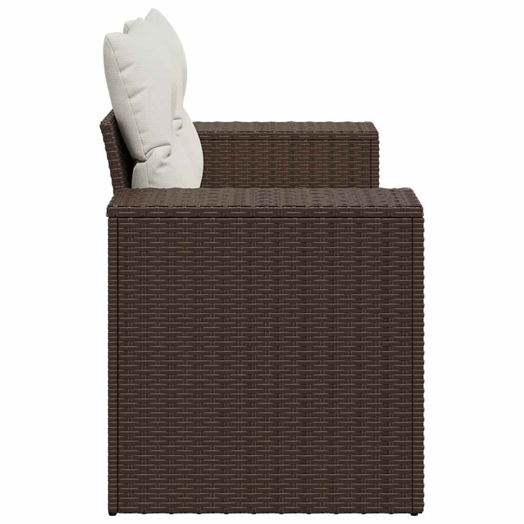 Divano da Giardino a 2 Posti con Cuscini in Polyrattan Marrone | homemem39
