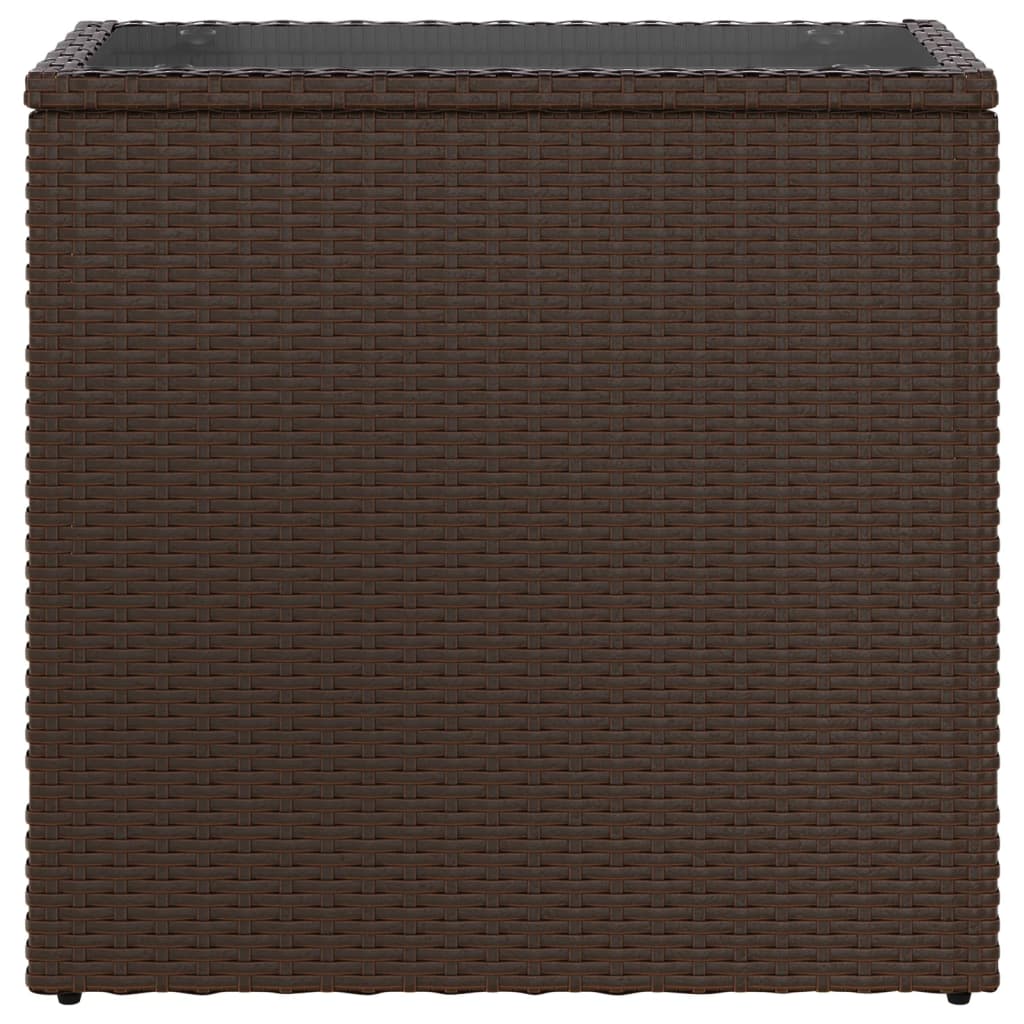 Tavolino Giardino Piano Vetro Marrone 58x27,5x55 cm Polyrattan | homemem39
