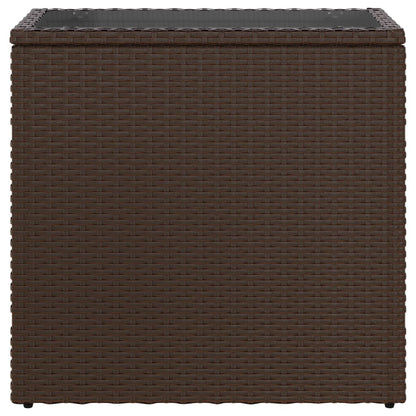 Tavolino Giardino Piano Vetro Marrone 58x27,5x55 cm Polyrattan | homemem39