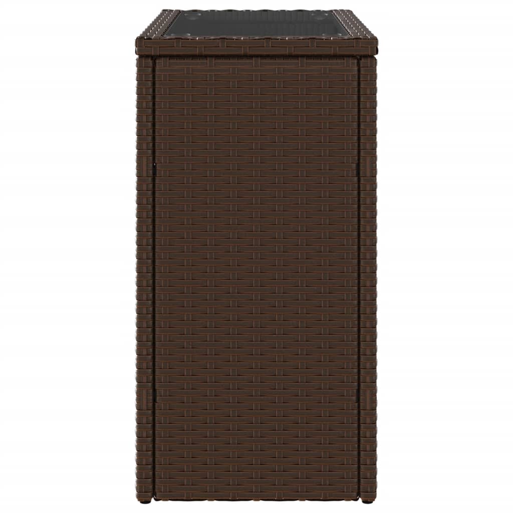 Tavolino Giardino Piano Vetro Marrone 58x27,5x55 cm Polyrattan | homemem39