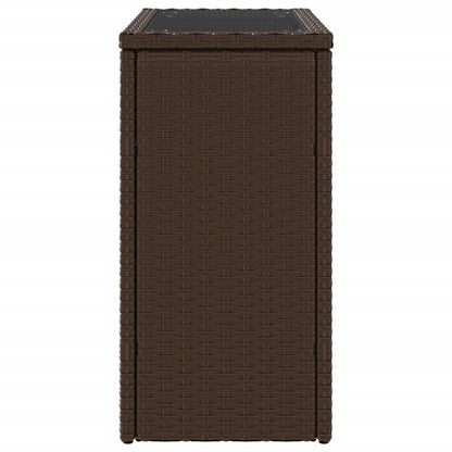 Tavolino Giardino Piano Vetro Marrone 58x27,5x55 cm Polyrattan