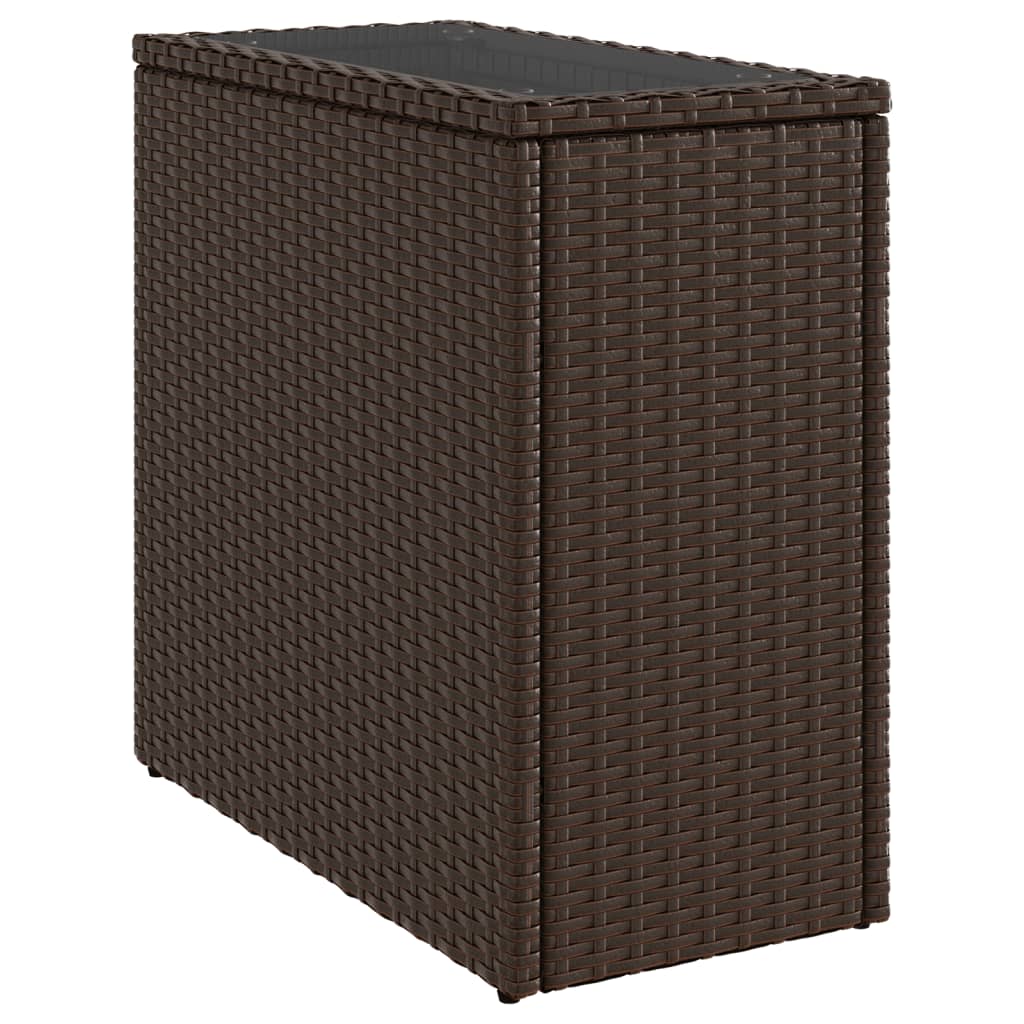 Tavolino Giardino Piano Vetro Marrone 58x27,5x55 cm Polyrattan | homemem39
