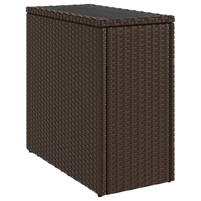Tavolino Giardino Piano Vetro Marrone 58x27,5x55 cm Polyrattan | homemem39