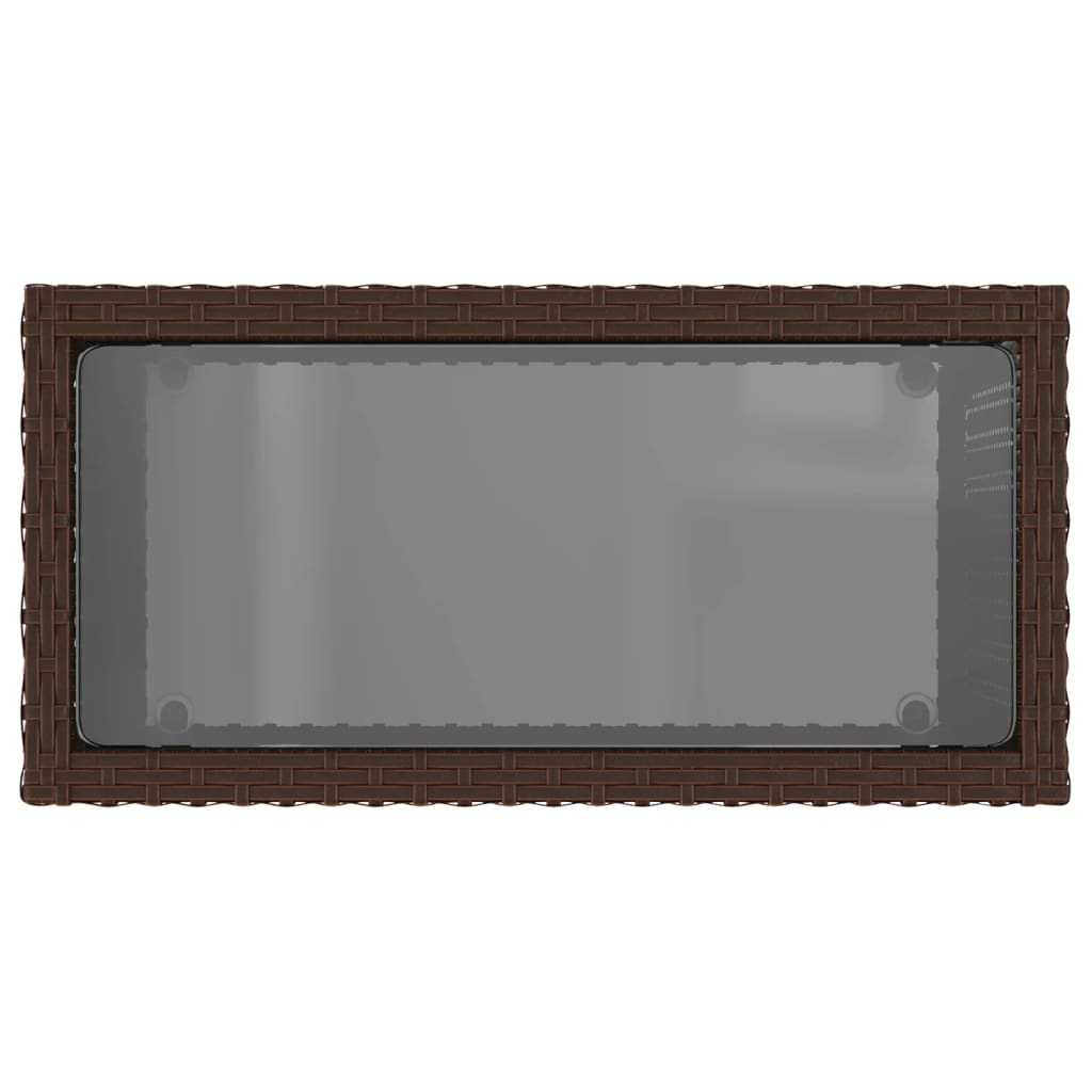 Tavolino Giardino Piano Vetro Marrone 58x27,5x55 cm Polyrattan | homemem39