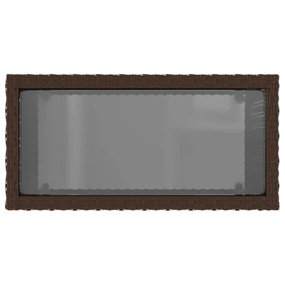 Tavolino Giardino Piano Vetro Marrone 58x27,5x55 cm Polyrattan | homemem39