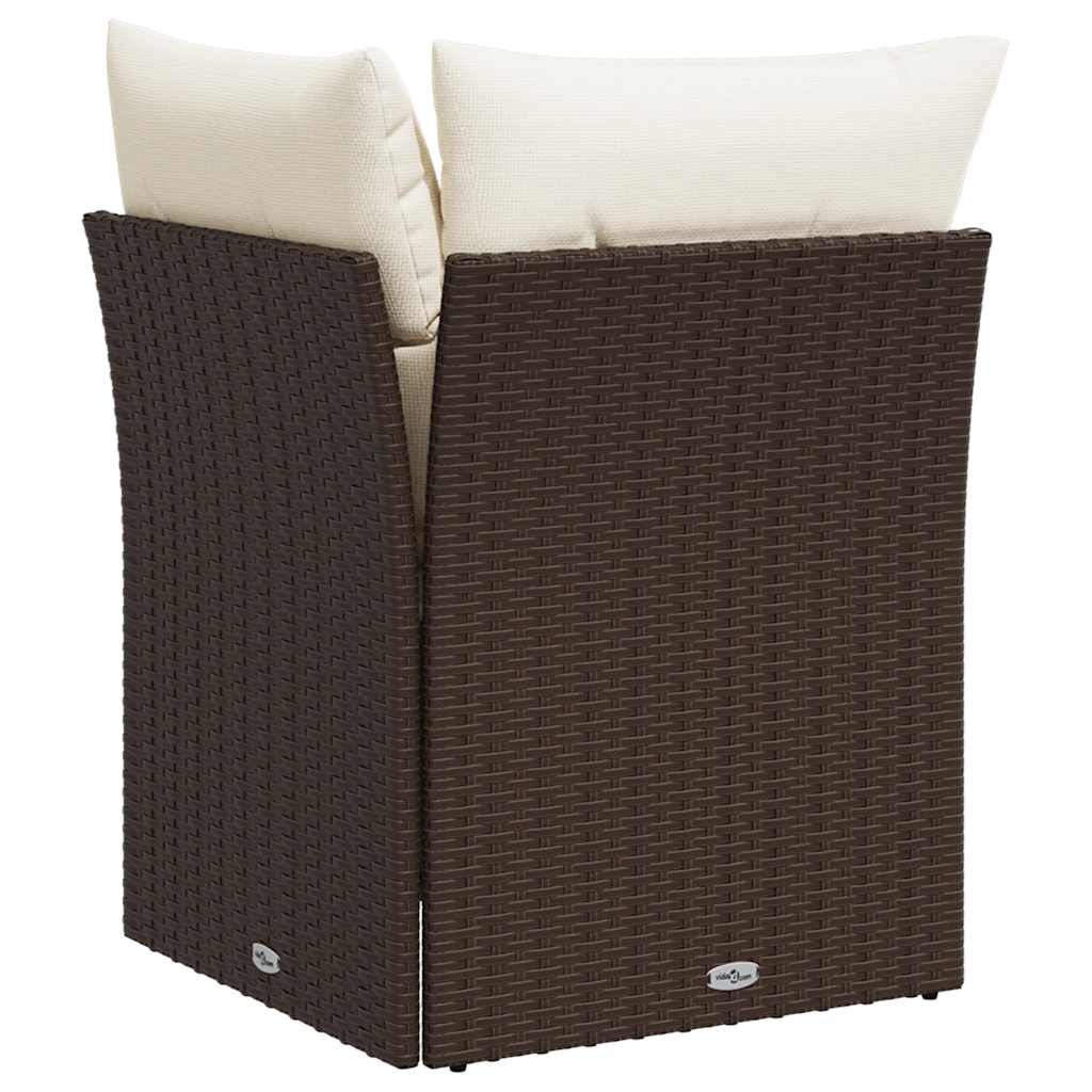 Divano Angolare da Giardino con Cuscini in Polyrattan Marrone | homemem39