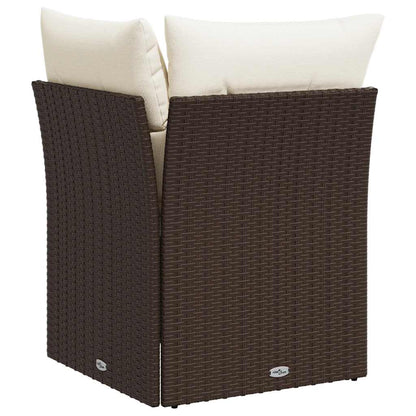 Divano Angolare da Giardino con Cuscini in Polyrattan Marrone | homemem39