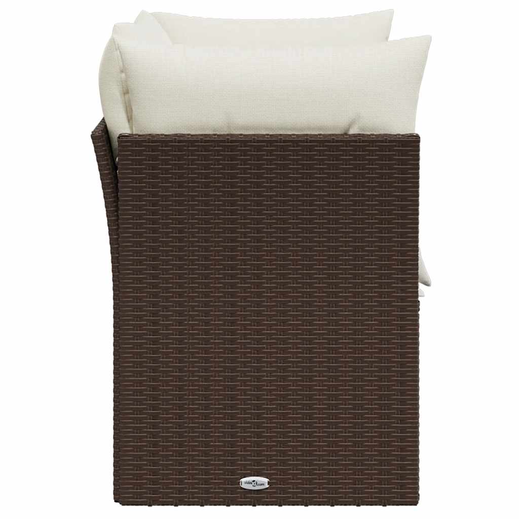 Divano da Giardino a 2 Posti con Cuscini in Polyrattan Marrone | homemem39