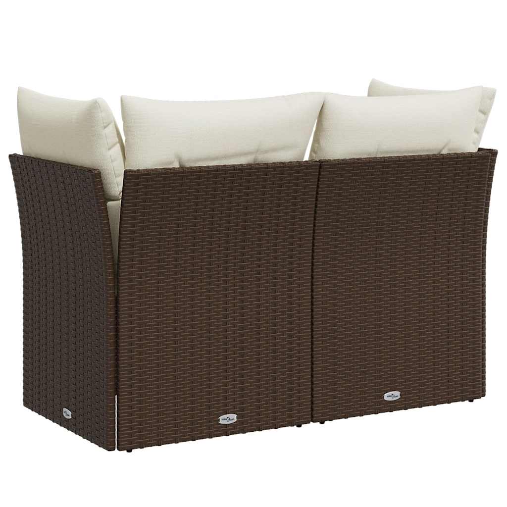 Divano da Giardino a 2 Posti con Cuscini in Polyrattan Marrone | homemem39