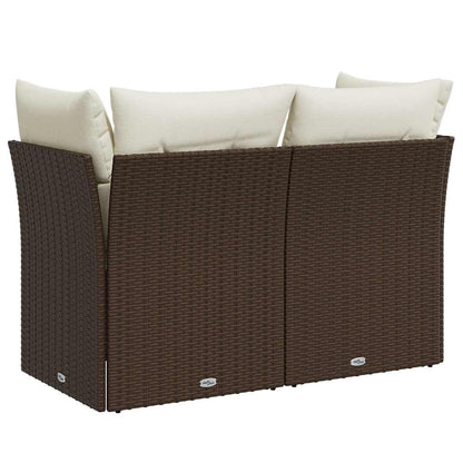 Divano da Giardino a 2 Posti con Cuscini in Polyrattan Marrone | homemem39