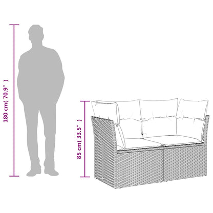 Divano da Giardino a 2 Posti con Cuscini in Polyrattan Marrone | homemem39
