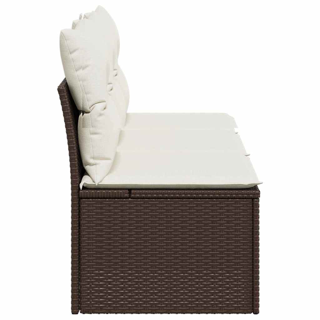 Divano da Giardino a 3 Posti con Cuscini in Polyrattan Marrone | homemem39