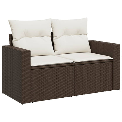 Divano da Giardino a 2 Posti con Cuscini in Polyrattan Marrone | homemem39