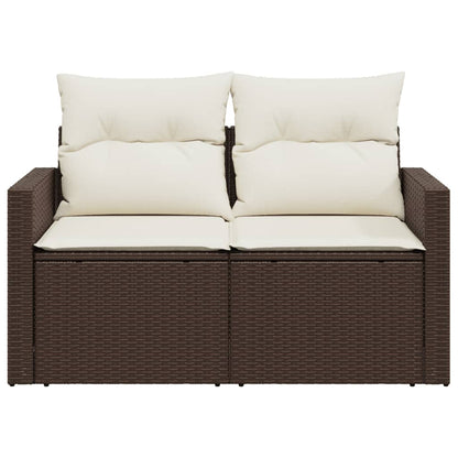 Divano da Giardino a 2 Posti con Cuscini in Polyrattan Marrone | homemem39