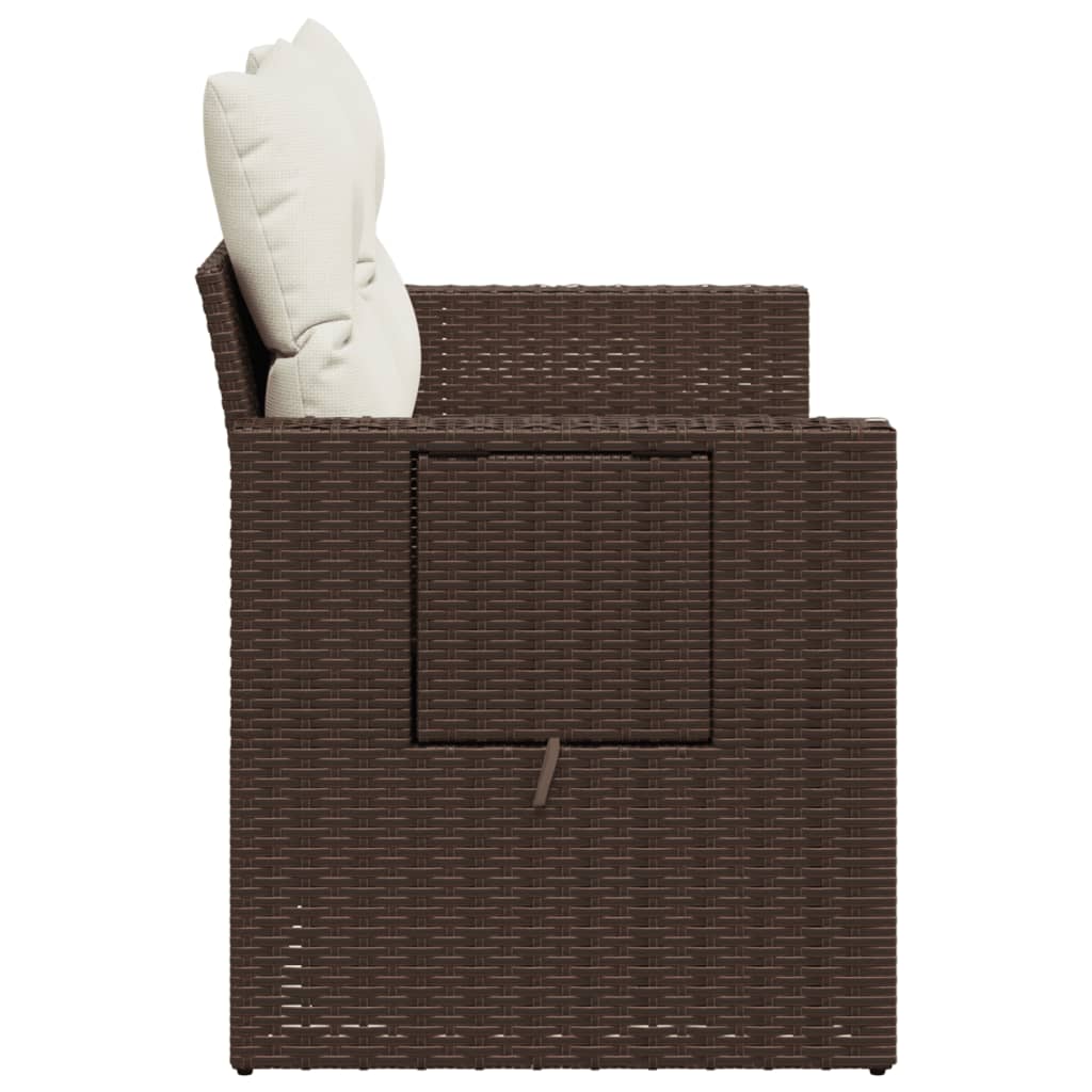 Divano da Giardino a 2 Posti con Cuscini in Polyrattan Marrone | homemem39