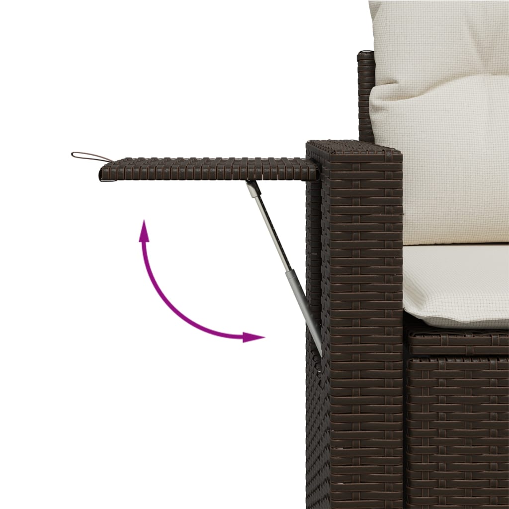 Divano da Giardino a 2 Posti con Cuscini in Polyrattan Marrone | homemem39
