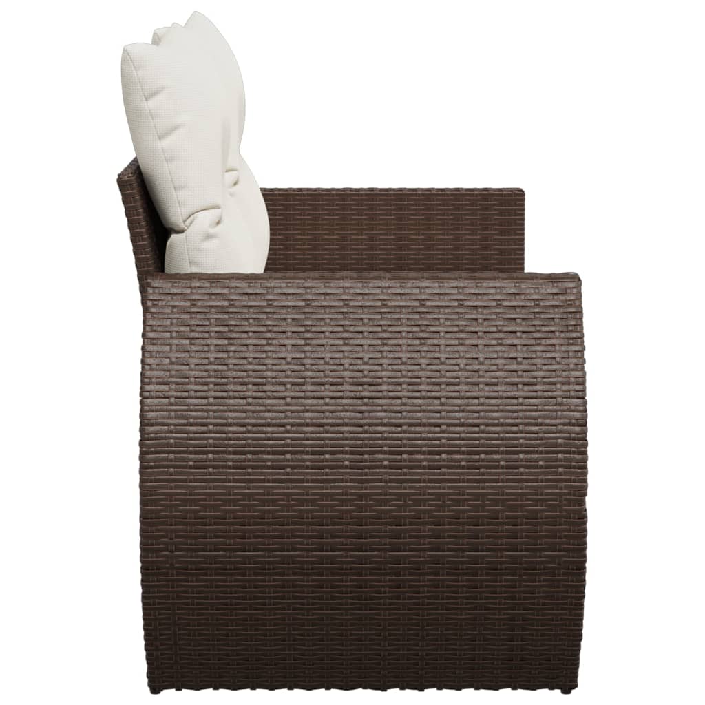 Divano da Giardino a 2 Posti con Cuscini in Polyrattan Marrone | homemem39