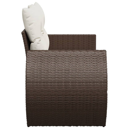 Divano da Giardino a 2 Posti con Cuscini in Polyrattan Marrone | homemem39