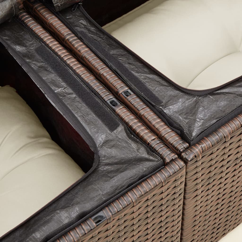 Divano da Giardino a 2 Posti con Cuscini in Polyrattan Marrone | homemem39