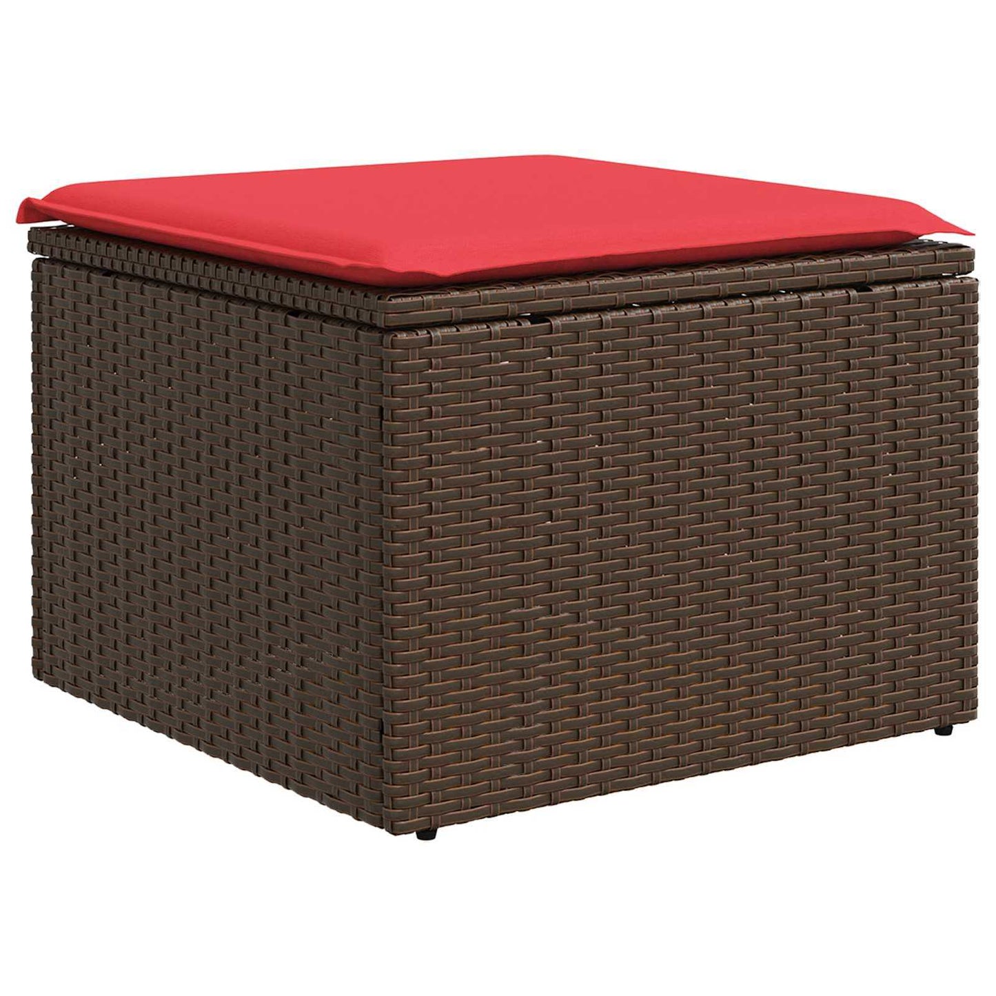 Sgabello da giardino con cuscino marrone 55x55x37 cm in polyrattan