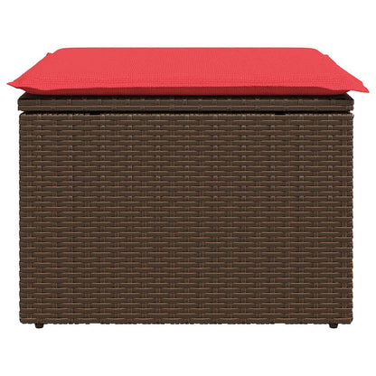 Sgabello da giardino con cuscino marrone 55x55x37 cm in polyrattan