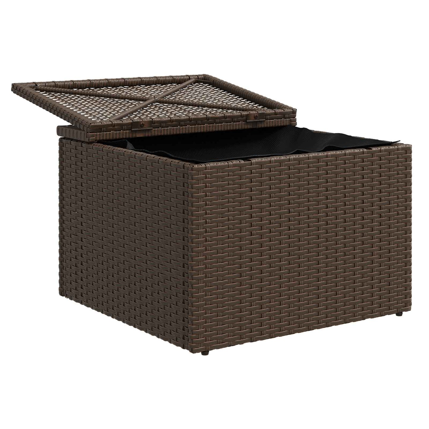Sgabello da giardino con cuscino marrone 55x55x37 cm in polyrattan