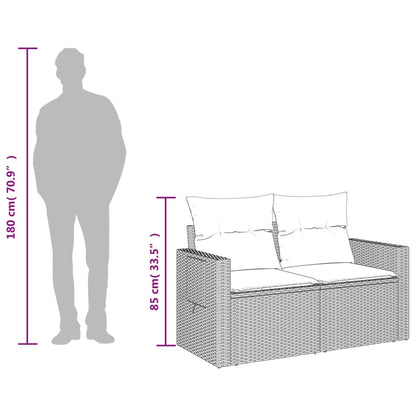 Divano da giardino con cuscini a 2 posti marrone in polyrattan | homemem39