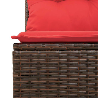Divano da giardino con cuscini a 2 posti marrone in polyrattan