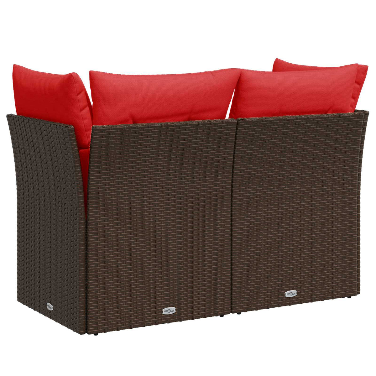 Divano da giardino con cuscini a 2 posti marrone in polyrattan