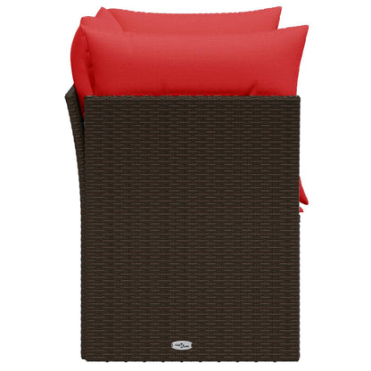 Divano da giardino con cuscini a 2 posti marrone in polyrattan