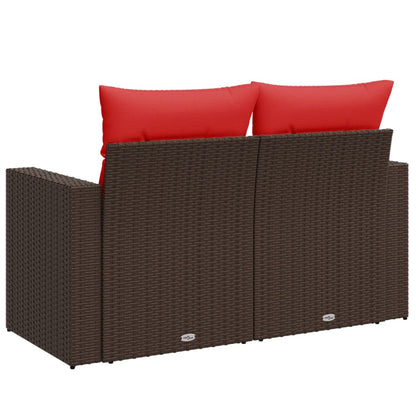 Divano da giardino con cuscini a 2 posti marrone in polyrattan | homemem39