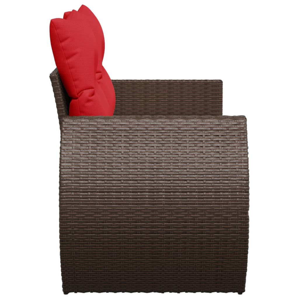 Divano da giardino con cuscini a 2 posti marrone in polyrattan | homemem39