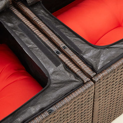 Divano da giardino con cuscini a 2 posti marrone in polyrattan | homemem39