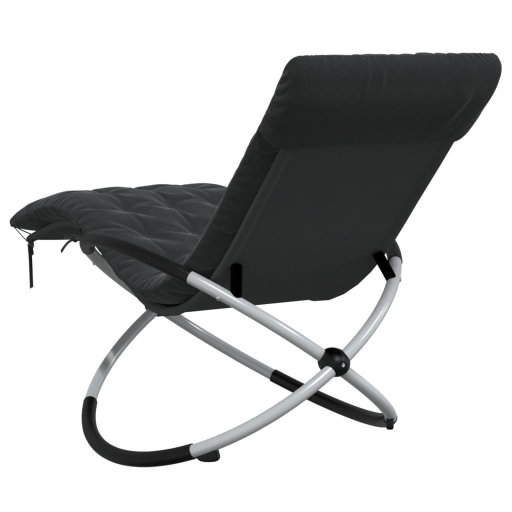 Geometric Sun Lounger with Black and Steel Gray Cushion