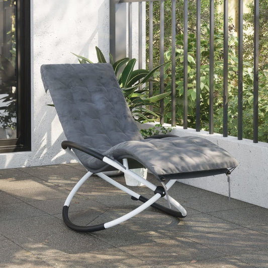 Geometric Sun Lounger with Black and Steel Gray Cushion