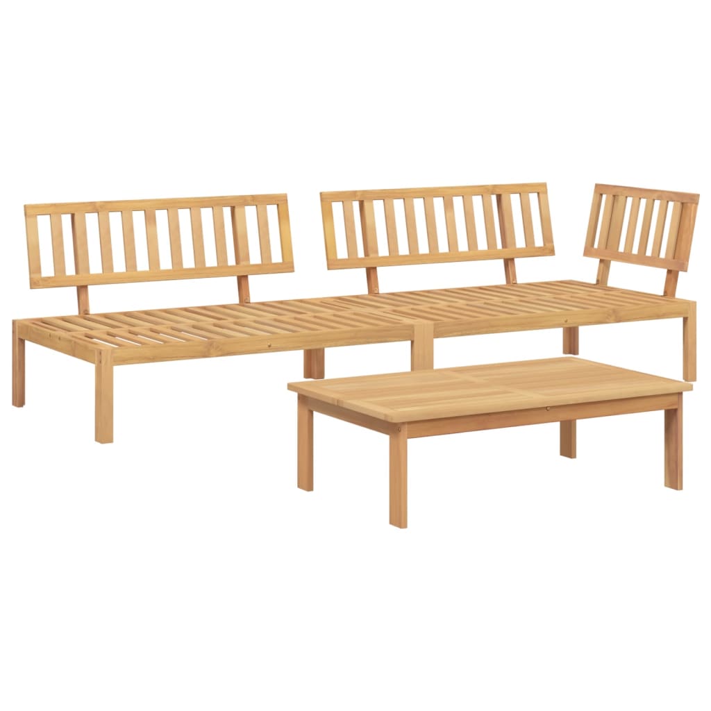Set Divano Pallet da Giardino 3 pz in Legno Massello di Acacia | homemem39