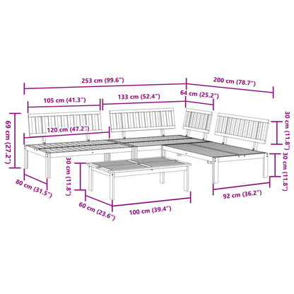 Set Divano Pallet da Giardino 4 pz in Legno Massello di Acacia | homemem39