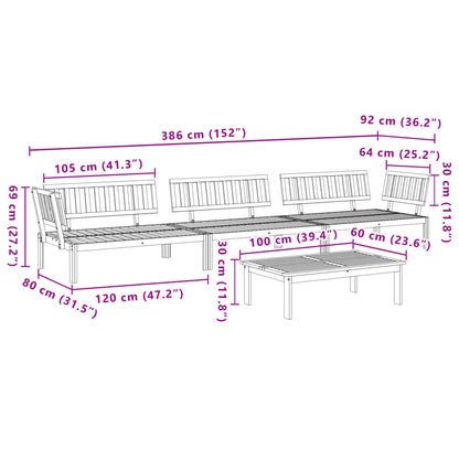 Set Divano Pallet da Giardino 4 pz in Legno Massello di Acacia | homemem39