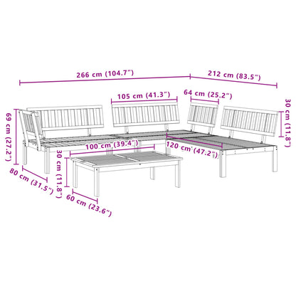 Set Divano Pallet da Giardino 4 pz in Legno Massello di Acacia | homemem39