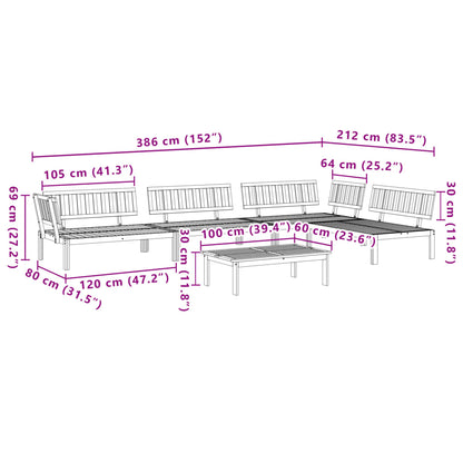 Set Divano Pallet da Giardino 5 pz in Legno Massello di Acacia | homemem39