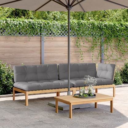 Set Divano Pallet Giardino 3pz con Cuscini Massello Acacia | homemem39